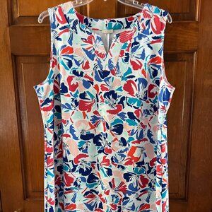 Talbots Sleeveless Split Neck Plus Shift Dress